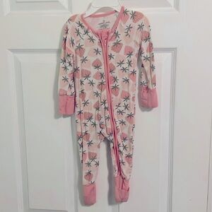 Caden Lane Bamboo Berry Happy Convertible Zip Romper Size 3-6 Months